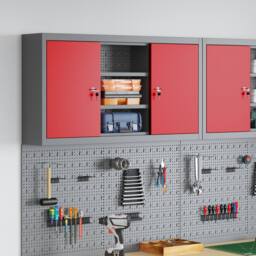 Berkfield Home Tool Cabinet Wall-Mounted with Pegboard Red 100x20x55 cm Steel - Size: 100 x 20 x 55 cm