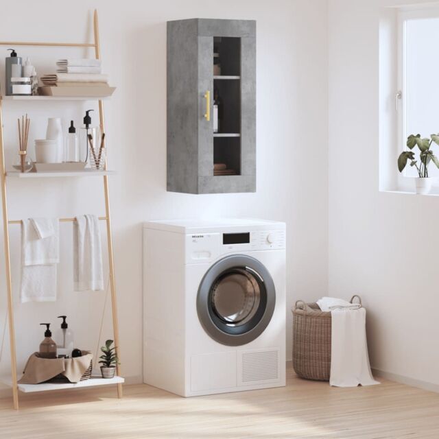 Berkfield Home Wall Mounted Cabinet Concrete Grey 34.5x34x90 cm - image 1
