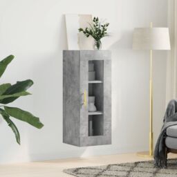 Berkfield Home Wall Mounted Cabinet Concrete Grey 34.5x34x90 cm - thumbnail 3