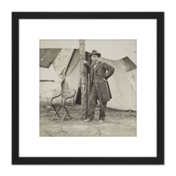 Artery8 Mathew B Brady Ulysses S Grant 8X8 Inch Square Wooden Framed Wall Art Print Picture with Mount in Black - thumbnail 1