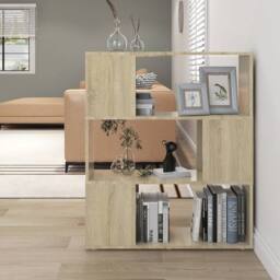 Berkfield Home Book Cabinet Room Divider Sonoma Oak 80x24x94 cm Engineered Wood in Light Tan - Size: 80 x 24 x 94 cm - thumbnail 2