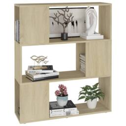 Berkfield Home Book Cabinet Room Divider Sonoma Oak 80x24x94 cm Engineered Wood in Light Tan - Size: 80 x 24 x 94 cm - thumbnail 4