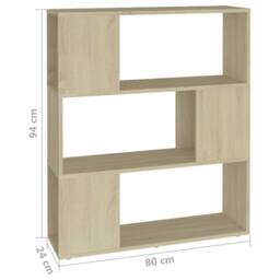 Berkfield Home Book Cabinet Room Divider Sonoma Oak 80x24x94 cm Engineered Wood in Light Tan - Size: 80 x 24 x 94 cm - thumbnail 7