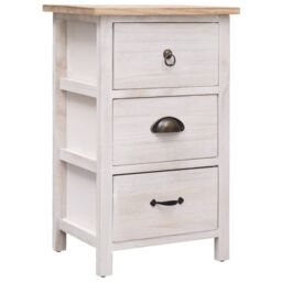 Berkfield Home Side Cabinet 35x25x57 cm Paulownia Wood in White - Size: 35 x 25 x 57 cm - thumbnail 1