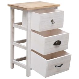 Berkfield Home Side Cabinet 35x25x57 cm Paulownia Wood in White - Size: 35 x 25 x 57 cm - thumbnail 4