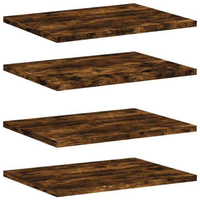 Berkfield Home Wall Shelves 4 pcs Smoked Oak 40x30x1.5 cm Engineered Wood in Brown - image 1