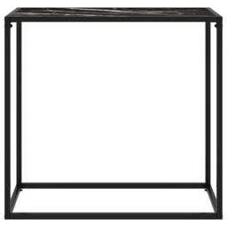 Berkfield Home Console Table Black 80x35x75 cm Tempered Glass - Size: 80 x 35 x 75 cm - thumbnail 2