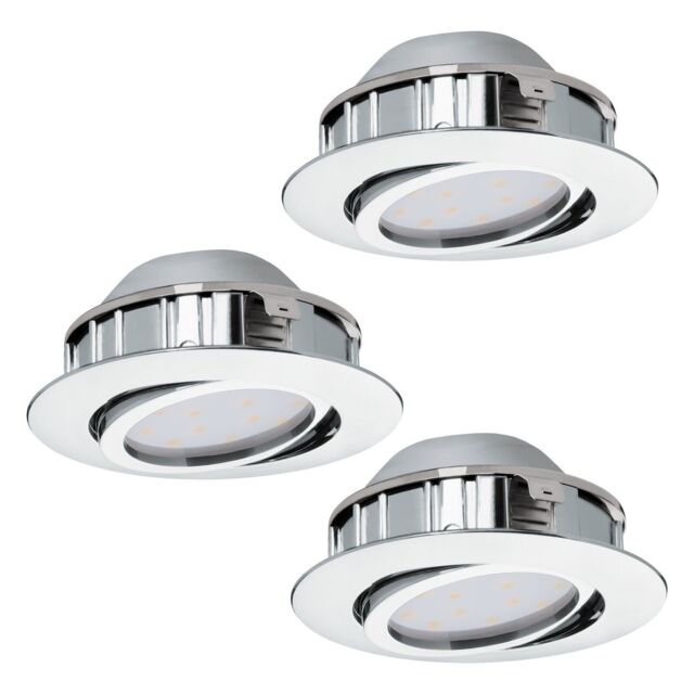 Loops 3 PACK Flush Ceiling Downlight Chrome Recessed Spotlight 6W Built in LED - image 1
