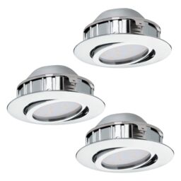 Loops 3 PACK Flush Ceiling Downlight Chrome Recessed Spotlight 6W Built in LED