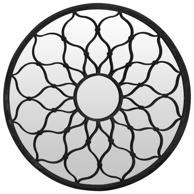Berkfield Home Garden Mirror Black 40x3 cm Iron Round for Outdoor Use - image 1