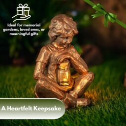 Marco Paul Solar Powered Bronze Boy with Firefly Jar Garden Ornament - thumbnail 6