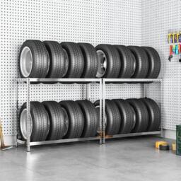 Berkfield Home 2-Layer Tire Racks 2 pcs Silver 110x40x110 cm Steel - Size: 110 x 40 x 110 cm