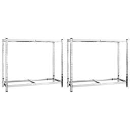 Berkfield Home 2-Layer Tire Racks 2 pcs Silver 110x40x110 cm Steel - Size: 110 x 40 x 110 cm - thumbnail 2
