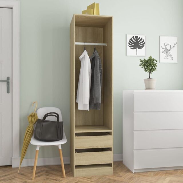 Berkfield Home Wardrobe with Drawers Sonoma Oak 50x50x200 cm Engineered Wood in Brown - Size: 50 x 50 x 200 cm - image 1