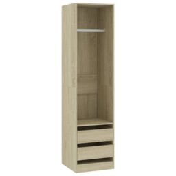 Berkfield Home Wardrobe with Drawers Sonoma Oak 50x50x200 cm Engineered Wood in Brown - Size: 50 x 50 x 200 cm - thumbnail 2