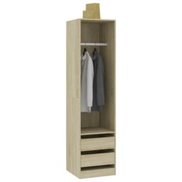 Berkfield Home Wardrobe with Drawers Sonoma Oak 50x50x200 cm Engineered Wood in Brown - Size: 50 x 50 x 200 cm - thumbnail 3