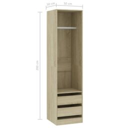 Berkfield Home Wardrobe with Drawers Sonoma Oak 50x50x200 cm Engineered Wood in Brown - Size: 50 x 50 x 200 cm - thumbnail 6