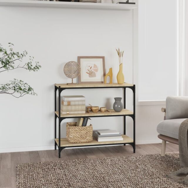 Berkfield Home Book Cabinet Sonoma Oak 80x33x70.5 cm Engineered Wood & Steel in Brown - image 1