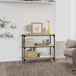 Berkfield Home Book Cabinet Sonoma Oak 80x33x70.5 cm Engineered Wood & Steel in Brown - thumbnail 1