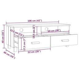 Berkfield Home TV Cabinet HAMAR White 106x40x40 cm Solid Wood Pine - Size: 106 x 40 x 40 cm - thumbnail 8
