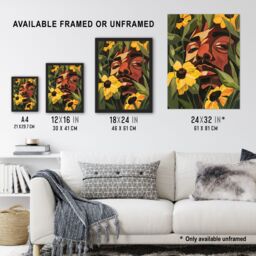 "Artery8 Rapper Yellow Flowers Music Portrait Painting Framed Art Print in Green - Size: W12"" x H16""" - thumbnail 3