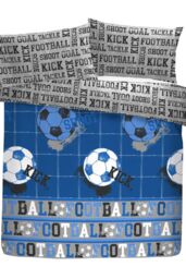 Bedlam 'Football' Theme Childrens Bedroom Duvet Cover Set in Blue - Size: Double - thumbnail 3