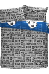 Bedlam 'Football' Theme Childrens Bedroom Duvet Cover Set in Blue - Size: Double - thumbnail 4