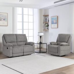 More4Homes Sydney 1+2 Seater Fabric Manual Recliner Sofa Set in Grey - thumbnail 1