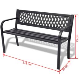 Berkfield Home Garden Bench 118 cm Steel Black - thumbnail 4