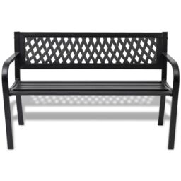 Berkfield Home Garden Bench 118 cm Steel Black - thumbnail 2