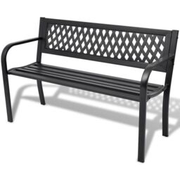 Berkfield Home Garden Bench 118 cm Steel Black - thumbnail 1