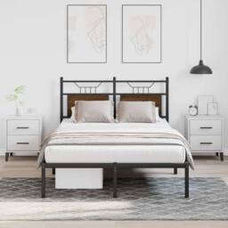 Berkfield Home Decorative Bed Frame Frame Brown Oak 120x190 cm Small Double Wood - thumbnail 4