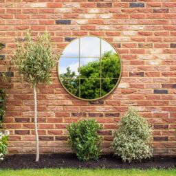 "MirrorOutlet Gold Metal Frame Round Window Garden Wall Mirror 31""x31"" 80x80CM - Size: 1 Pack" - thumbnail 6