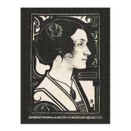 "Artery8 Woman Stained Glass Sketch Portrait Holst Wall Art Poster Print in Black - Size: W18"" x H24""" - thumbnail 1