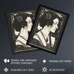 "Artery8 Woman Stained Glass Sketch Portrait Holst Wall Art Poster Print in Black - Size: W18"" x H24""" - thumbnail 2
