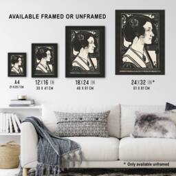 "Artery8 Woman Stained Glass Sketch Portrait Holst Wall Art Poster Print in Black - Size: W18"" x H24""" - thumbnail 3