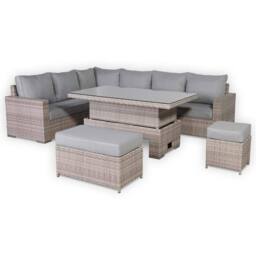 Furnishings For Less UK Rattan Corner Garden Sofa Set with Rising Table in Grey - thumbnail 4