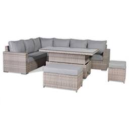 Furnishings For Less UK Rattan Corner Garden Sofa Set with Rising Table in Grey - thumbnail 3