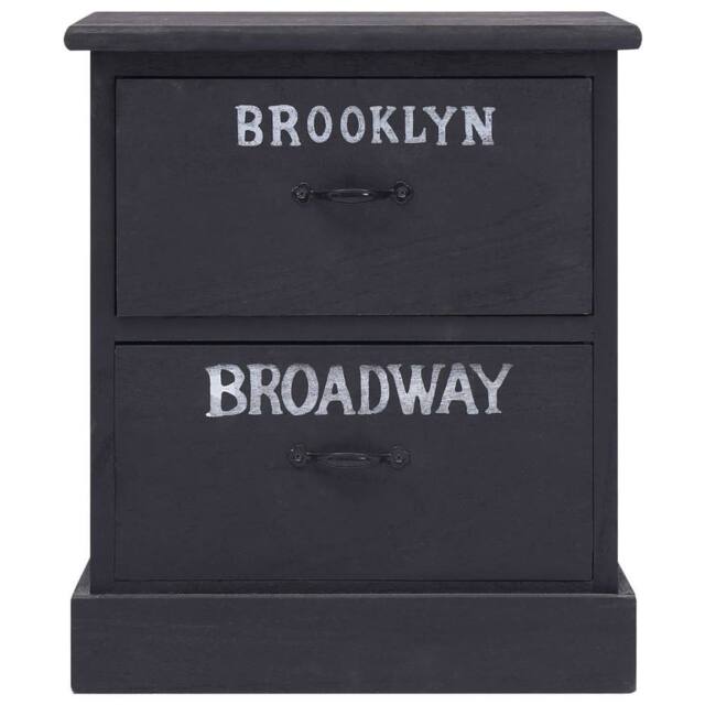 Berkfield Home Nightstands 2 pcs Black 38x28x45 cm Paulownia Wood - Size: 38 x 28 x 45 cm - image 1