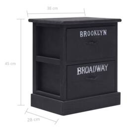 Berkfield Home Nightstands 2 pcs Black 38x28x45 cm Paulownia Wood - Size: 38 x 28 x 45 cm - thumbnail 7