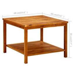 Berkfield Home Decorative Coffee Table 60x60x45 cm Solid Acacia Wood in Brown - Size: 60 x 60 x 45 cm - thumbnail 7
