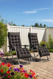 Neo Set of 2 Zero Gravity Sun Lounger With Extra Padded Cushions in Black - thumbnail 1