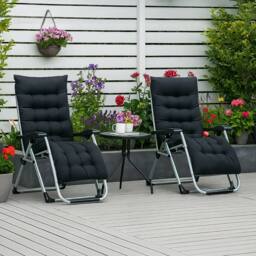 Neo Set of 2 Zero Gravity Sun Lounger With Extra Padded Cushions in Black - thumbnail 6