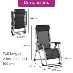 Neo Set of 2 Zero Gravity Sun Lounger With Extra Padded Cushions in Black - thumbnail 7
