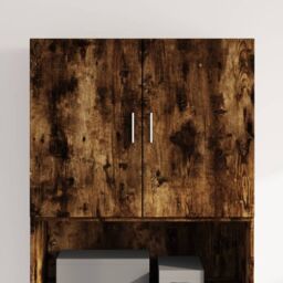 Berkfield Home Wall Cabinet Smoked Oak 80x42.5x64 cm Engineered Wood in Brown - thumbnail 1