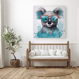 "Warren Reed - Designer Splashart Koala In Glasses Canvas - Size: W30"" x H30""" - thumbnail 1