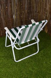 Samuel Alexander 4 Pack of Outdoor Green & White Stripe Camping Chairs with Armrests - thumbnail 6
