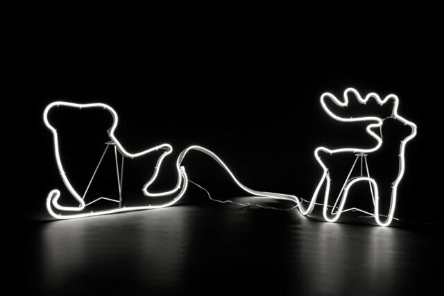 Shatchi Reindeer with Sleigh Neon Effect Rope Light Silhouette Double Side 90 Cool White LEDs - image 1