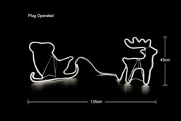 Shatchi Reindeer with Sleigh Neon Effect Rope Light Silhouette Double Side 90 Cool White LEDs - thumbnail 2