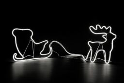 Shatchi Reindeer with Sleigh Neon Effect Rope Light Silhouette Double Side 90 Cool White LEDs - thumbnail 1